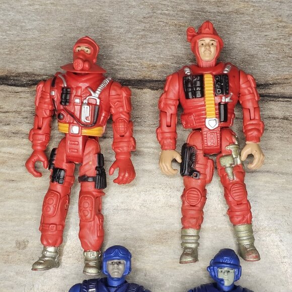 Red Fireman Fire Fighter SWAT Police Action Figures Rescue Posable 3.5" - Picture 2 of 11